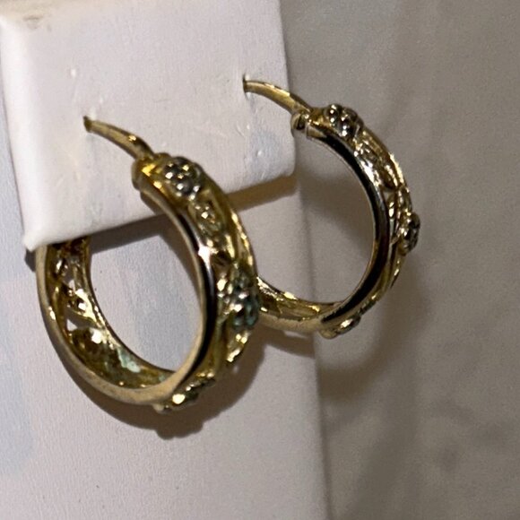 Openwork 925 Silver Hoop Earrings - Picture 1 of 5